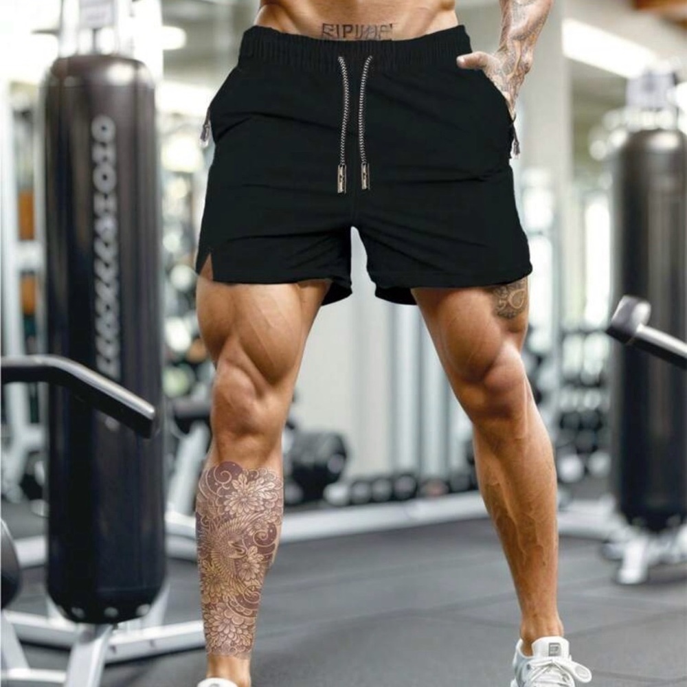 Men's Black Athletic Drawstring Shorts